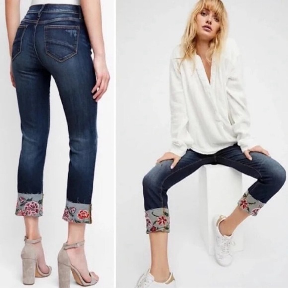 DRIFTWOOD Colette Tuscany Embroidered Hem Cropped Jean - Picture 1 of 12